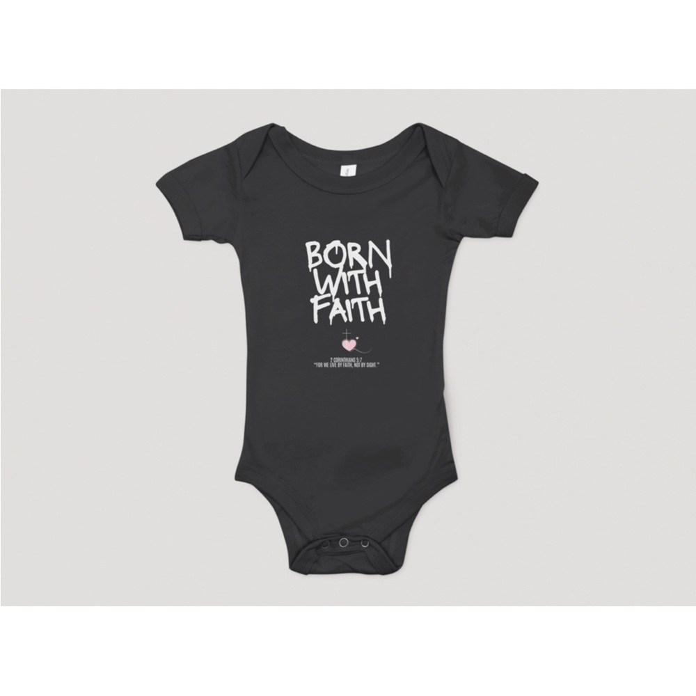 Born With Faith Black Baby One-Piece Bodysuit